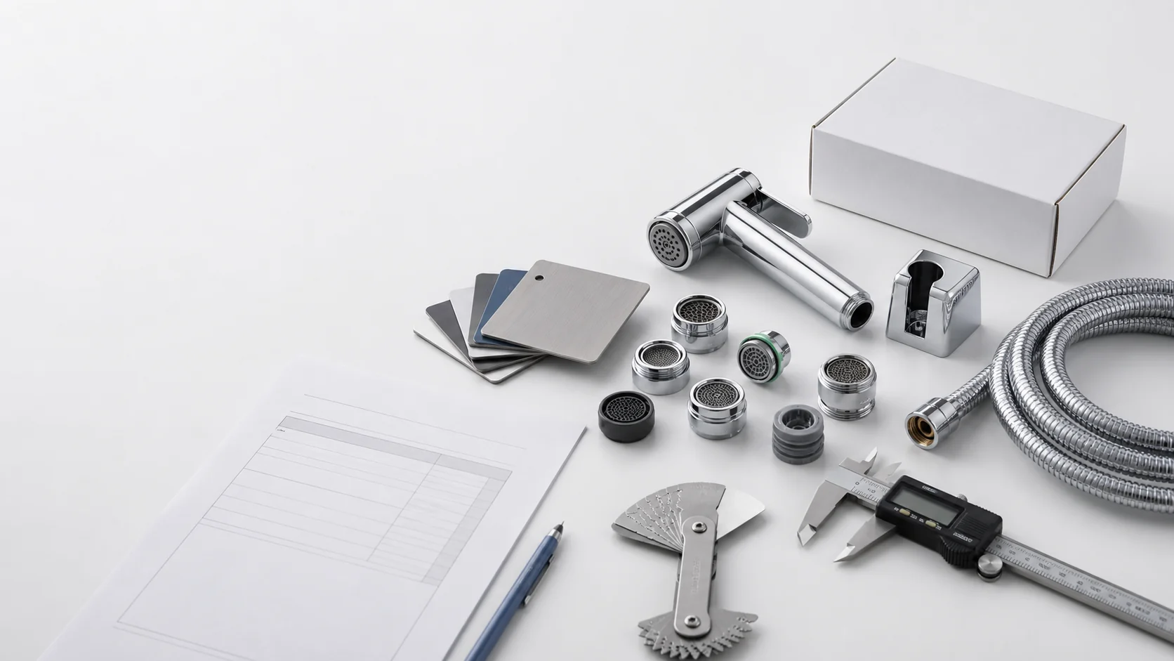 Bathroom accessories sourcing samples and inspection tools