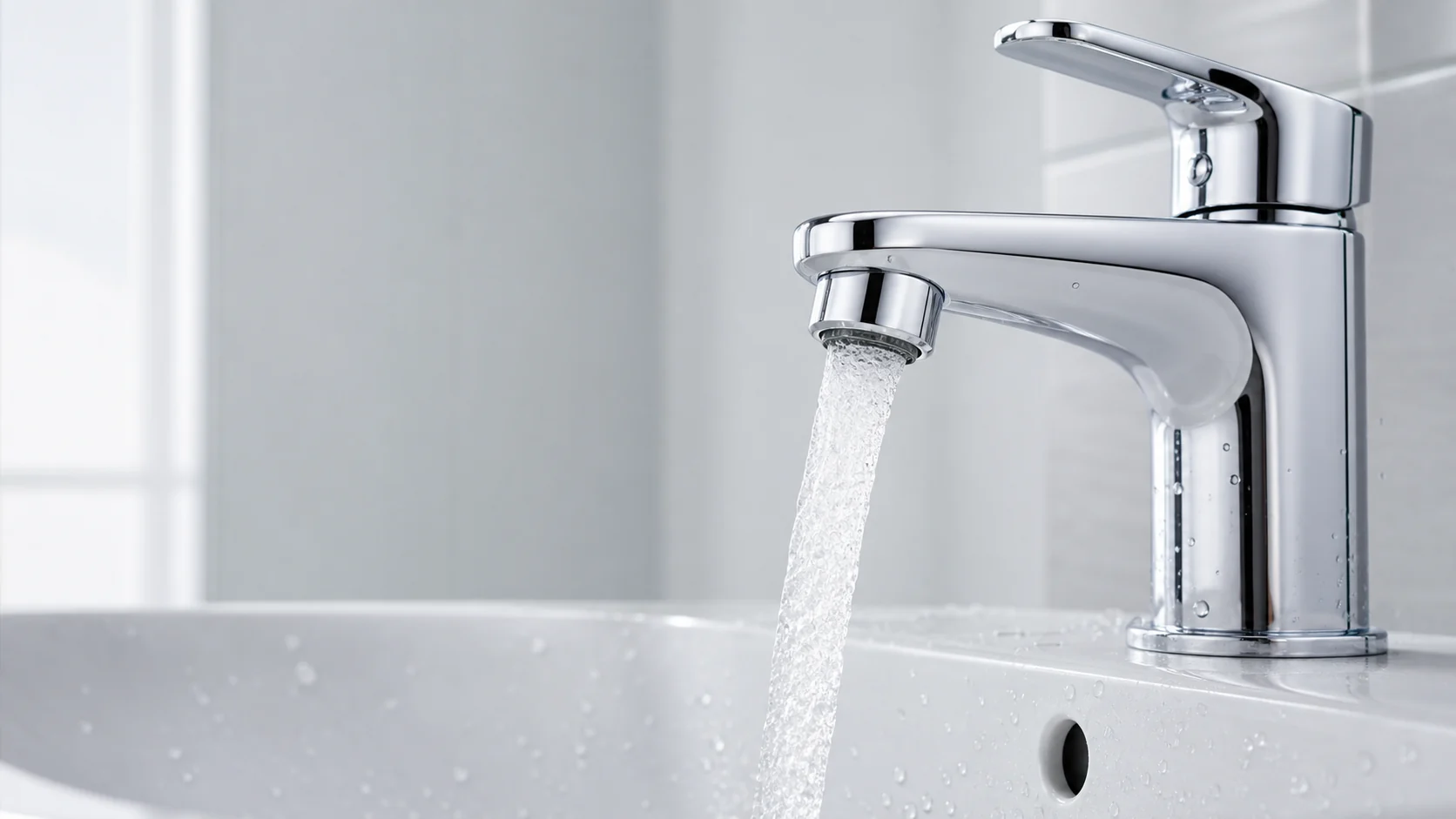 Bathroom faucet with a controlled aerated water stream